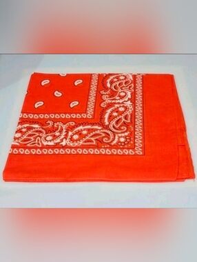 Lot of 10 NEW 100% Cotton Orange Paisley Bandanas - Scarf, Head Wrap